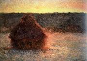 hay stack at sunset,frosty weather, Claude Monet